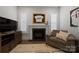 Functional home office featuring a fireplace and ample natural light at 82112 Standing Oak Dr, Charlotte, NC 28278