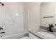 Bright bathroom featuring granite countertop, bathtub and matte black hardware at 1235 Ebinport Rd, Rock Hill, SC 29732