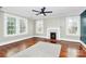 Bright bedroom with hardwood floors and a fireplace at 106 Patrick St, Gastonia, NC 28054