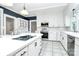 White kitchen features stainless steel appliances and an island at 106 Patrick St, Gastonia, NC 28054