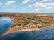 Aerial view of lakefront property, highlighting its size and location at 109 Raspberry Ln, Mooresville, NC 28117