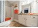 Charming bathroom with a shower-tub combo, granite vanity, and tiled flooring at 4150 Summit Ridge Ln, Denver, NC 28037