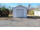 White metal storage shed with roll-up door at 6922 Concord Hwy, Monroe, NC 28110