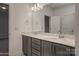 Modern bathroom with double vanity and large mirror at 804 Pierce Ave, Mount Holly, NC 28120