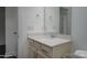 Single vanity bathroom with white cabinets at 804 Pierce Ave, Mount Holly, NC 28120