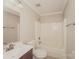 Clean bathroom with a tub, shower, toilet and vanity at 19054 Long Pond Ln, Cornelius, NC 28031