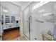 Bathroom with a large shower, modern fixtures and a view of the bedroom at 3935 Yosemite Way, Fort Mill, SC 29707
