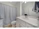 Clean bathroom with a shower/tub combo, vanity, and linen closet at 3935 Yosemite Way, Fort Mill, SC 29707