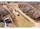 Aerial view showing home, shed, and road access at 4641 Hickory Grove Rd, Sharon, SC 29742