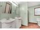 Clean bathroom with double vanity and shower/tub combo at 4641 Hickory Grove Rd, Sharon, SC 29742