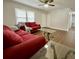 Living room with hardwood floors and red sofas at 212 B Pine St, Rockwell, NC 28138