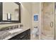 Bathroom with granite countertop and a walk-in shower at 3255 Lake Pointe Dr, Belmont, NC 28012