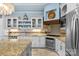 Modern kitchen with white cabinets, granite island, and stainless steel appliances at 3255 Lake Pointe Dr, Belmont, NC 28012