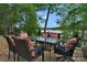 Lake view patio with seating for six, perfect for outdoor dining at 3255 Lake Pointe Dr, Belmont, NC 28012