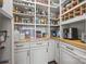 Well-stocked pantry featuring custom shelving, butcher block countertops, and modern appliances at 7150 Irongate Dr, Indian Land, SC 29707
