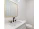 Modern half-bathroom with gold mirror, black fixtures, gray vanity, and a toilet at 108 Robinson Dr, Cherryville, NC 28021