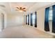 Spacious bedroom with ceiling fan and window at 3043 Streamlet Way, Monroe, NC 28110