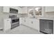 Modern kitchen with stainless steel appliances, white cabinets, and vinyl flooring at 409 Jones S Ave, Rock Hill, SC 29730