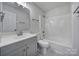 Clean bathroom with gray vanity and tile floor at 438 Stoneycreek Ln, Rock Hill, SC 29730
