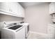 Convenient laundry room with washer, dryer, and cabinets at 687 Poplar View Nw Dr, Concord, NC 28027