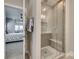 Bathroom with a walk-in shower and view of bedroom at 40196 Crooked Stick Dr, Lancaster, SC 29720