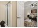 Bathroom with shower and view of bedroom beyond at 1055 Cedar Hills Ln, Lancaster, SC 29720