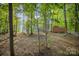 Beautiful, wooded backyard with the home and a shed tucked amongst the trees at 1313 Western Hills Ln, Vale, NC 28168