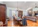 Dining room with hardwood floors and chandelier at 1313 Western Hills Ln, Vale, NC 28168