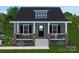 Rendering of new home, showing covered porch, dormer window, black shutters, and dark green siding at 1323 Christopher Cir, Rock Hill, SC 29730