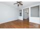 Spacious living room featuring hardwood floors and built-in shelving at 207 Lee St, Fort Mill, SC 29715
