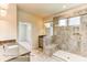 Spa-like bathroom with a walk-in shower and granite vanity at 4010 Cedar Falls Dr # 23, Waxhaw, NC 28173