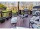 Spacious deck with built-in grilling station, comfortable seating area, and serene backyard views at 7701 Palmerfield Dr, Mint Hill, NC 28227