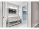 Bathroom with white vanity, and built-in shelving at 11015 Vista Haven Dr, Charlotte, NC 28226