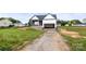 New two-story house with garage, siding, and unfinished landscaping at 143 Tranquility Ln, Harmony, NC 28634