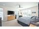Bright main bedroom with ample natural light and a large TV at 416 Wesley Heights Way, Charlotte, NC 28208
