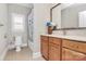 Clean bathroom with light wood vanity, shower/tub combo and tile flooring at 535 Chalmers Row, Rock Hill, SC 29732