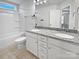 Double vanity bathroom with granite countertop and bathtub at 3922 Townes Blvd, Terrell, NC 28682
