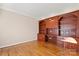 Home office with built-in wooden shelving and desk at 430 43Rd Nw Ave, Hickory, NC 28601