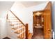 Wooden staircase leading to the upper level of the home at 4745 16Th Street Ne Dr, Hickory, NC 28601