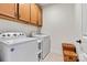 Laundry room with washer, dryer and ample cabinet space at 7029 Overjoyed Xing, Charlotte, NC 28215