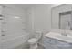 Clean bathroom with a shower/tub combo and updated vanity at 11058 Argosy Dr, Lancaster, SC 29720