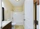 Clean bathroom with tub shower, toilet and vanity at 1903 46Th Avenue Ne Dr, Hickory, NC 28601
