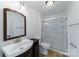 Clean bathroom, featuring a walk-in shower and updated vanity at 2085 Faith Rd, Salisbury, NC 28146