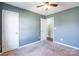 Bedroom with ceiling fan, neutral walls, and carpeted floor at 842 Wilcrest Ct, York, SC 29745