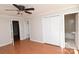 Bedroom with hardwood floors, double doors to closet and bathroom at 9 N 11Th Ave, Maiden, NC 28650