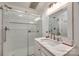 Clean bathroom with a marble vanity and glass shower at 2702 Oxborough Dr, Matthews, NC 28105
