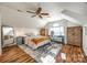 Charming bedroom with a vaulted ceiling, hardwood floors, and built-ins at 2702 Oxborough Dr, Matthews, NC 28105