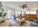 Open living room with hardwood floors, access to deck and comfortable seating at 2702 Oxborough Dr, Matthews, NC 28105