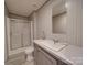 Clean bathroom with shower/tub combo and vanity at 5719 Clintwood Dr, Stanley, NC 28164