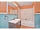Clean bathroom, featuring a bathtub and modern vanity at 936 23Rd Ne Ave, Hickory, NC 28601